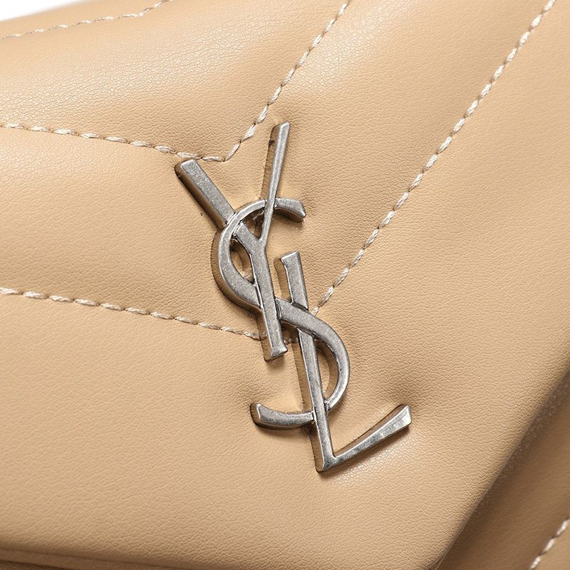 Saint Laurent Mini Loulou Toy Bag In Y Matelasse Leather Apricot Silver