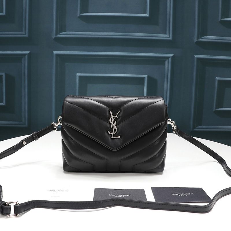 Saint Laurent Mini Loulou Toy Bag In Y Matelasse Leather Black Silver