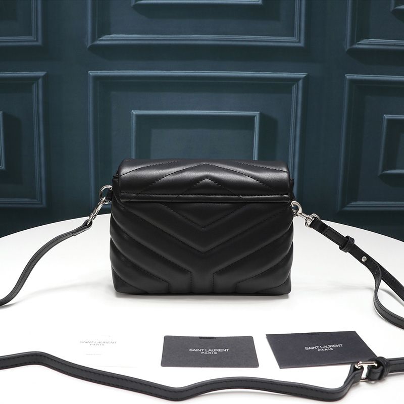 Saint Laurent Mini Loulou Toy Bag In Y Matelasse Leather Black Silver