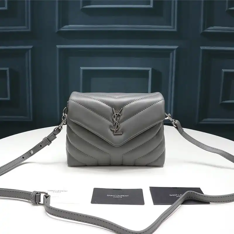 Saint Laurent Mini Loulou Toy Bag In Y Matelasse Leather Sky Blue Silver