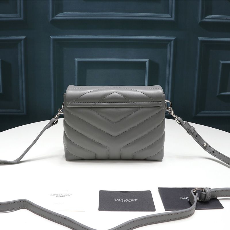 Saint Laurent Mini Loulou Toy Bag In Y Matelasse Leather Sky Blue Silver