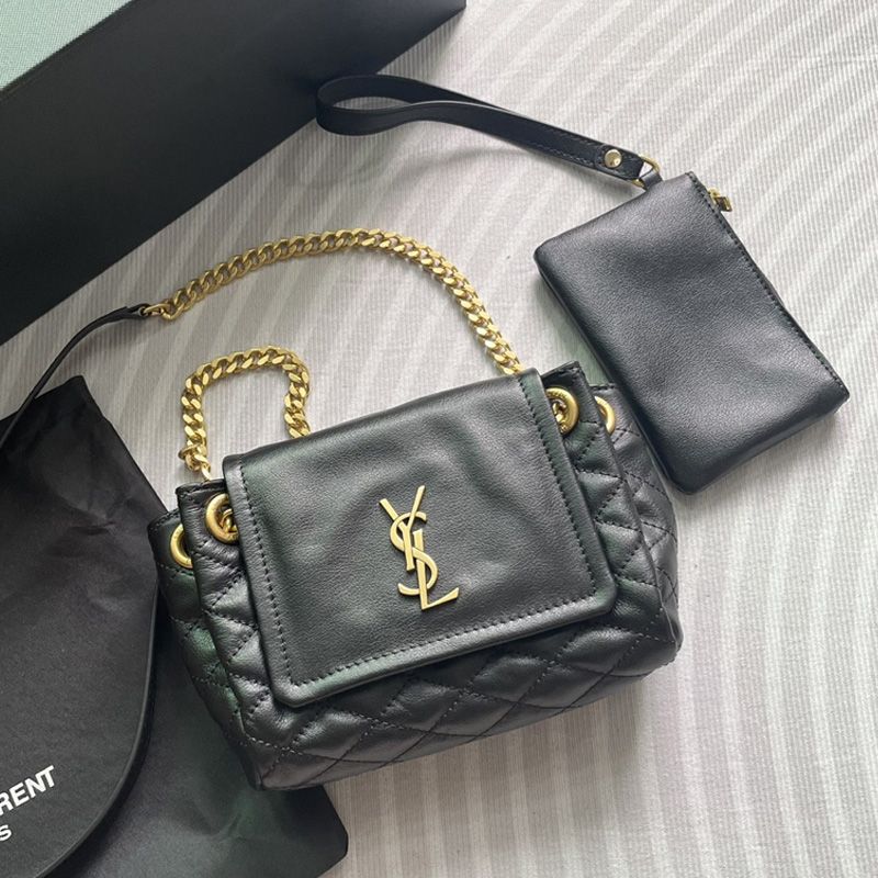 Saint Laurent Mini Nolita Bag In Diamond-Quilted Lambskin Black