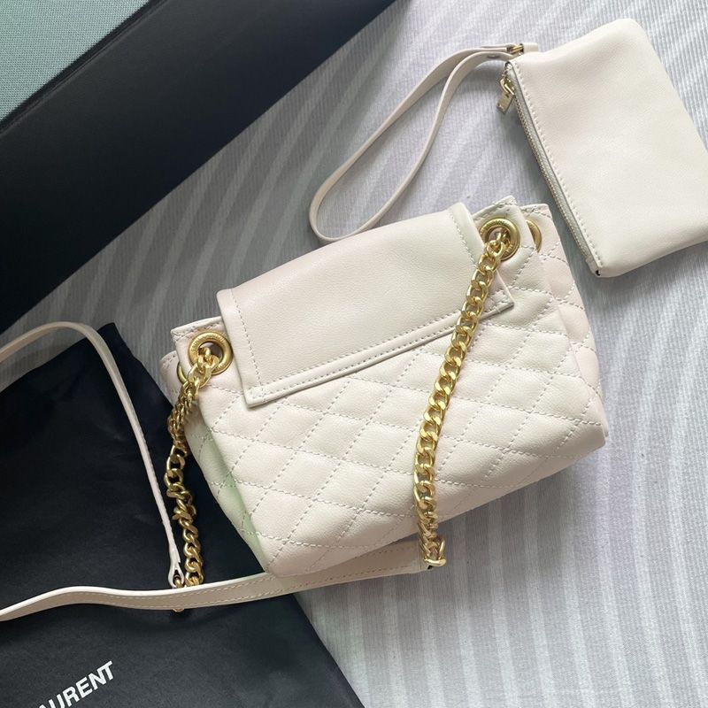 Saint Laurent Mini Nolita Bag In Diamond-Quilted Lambskin White