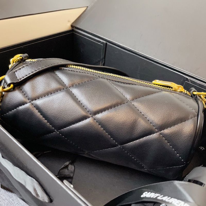 Saint Laurent Mini Sade Tube Bag In Quilted Lambskin Black Gold