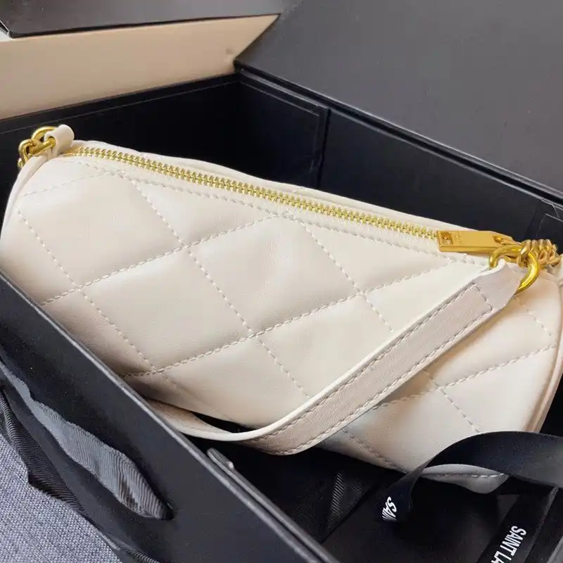 Cheap Saint Laurent Mini Sade Tube Bag In Quilted Lambskin White Gold