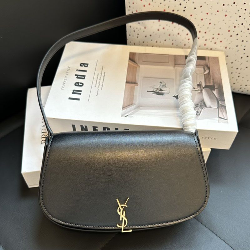 Saint Laurent Mini Voltaire Shoulder Bag In Smooth Leather Black Gold