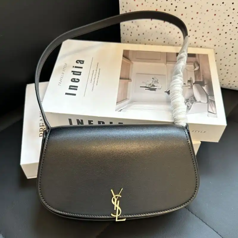 Saint Laurent Mini Voltaire Shoulder Bag In Smooth Leather Black Gold