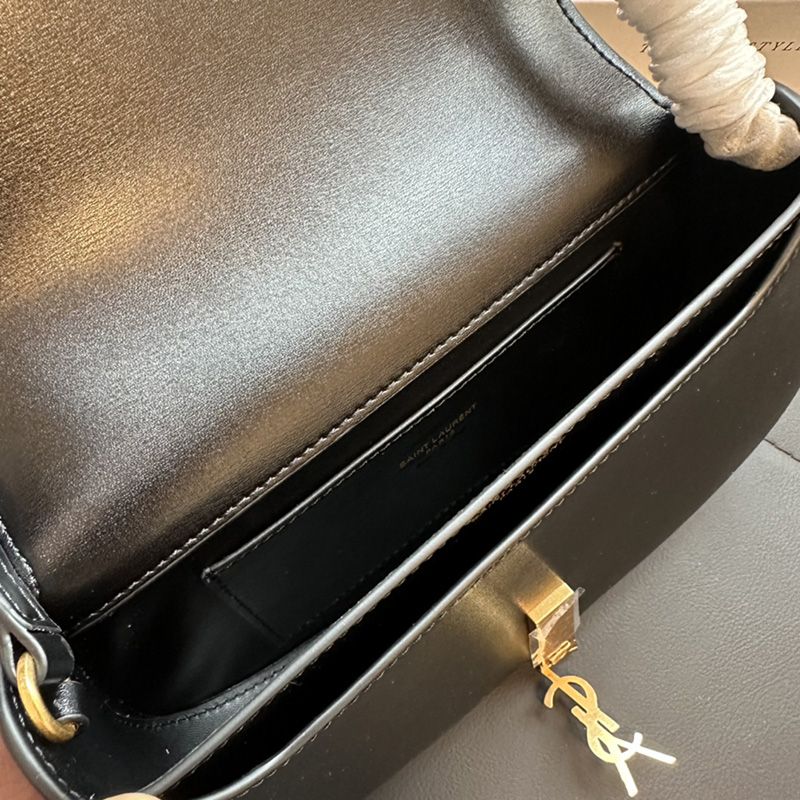 Saint Laurent Mini Voltaire Shoulder Bag In Smooth Leather Black Gold