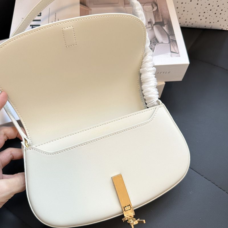 Saint Laurent Mini Voltaire Shoulder Bag In Smooth Leather White Gold