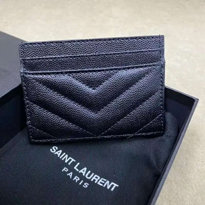 Cheap Saint Laurent Monogram Card Case In Grained Matelasse Leather Black Gold