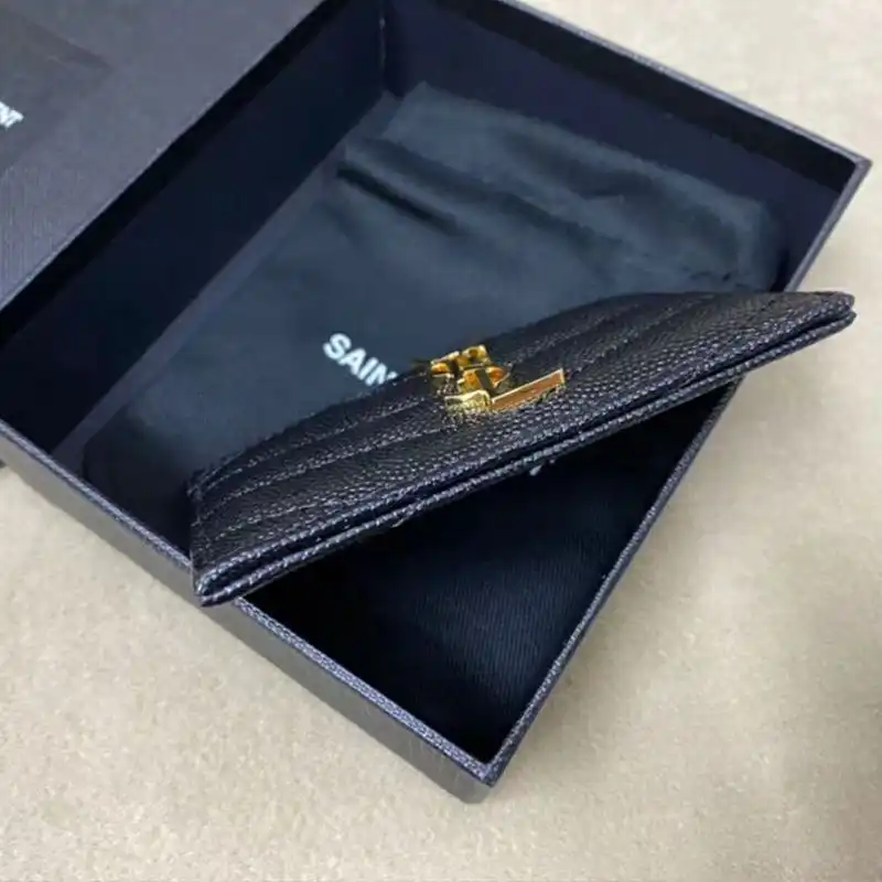 Cheap Saint Laurent Monogram Card Case In Grained Matelasse Leather Black Gold