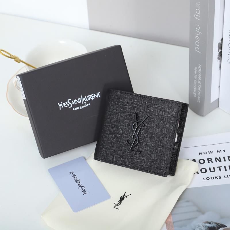 Saint Laurent Small Monogram East West Wallet In Grained Leather Black