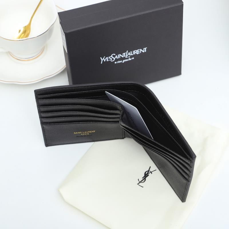 Saint Laurent Small Monogram East West Wallet In Grained Leather Black Gold