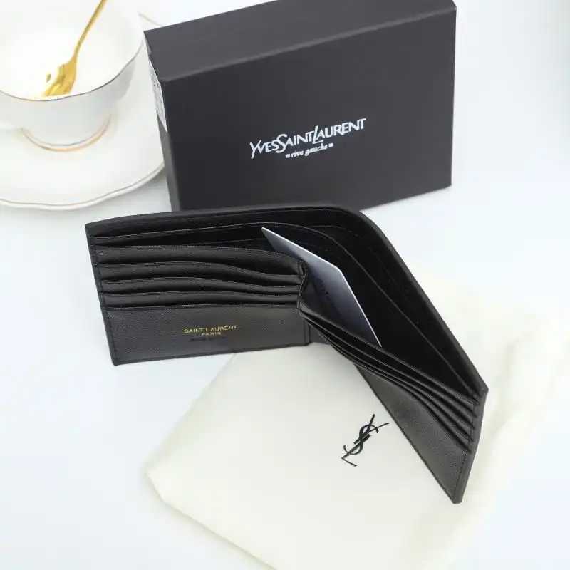 Cheap Saint Laurent Small Monogram East West Wallet In Grained Leather Black Gold