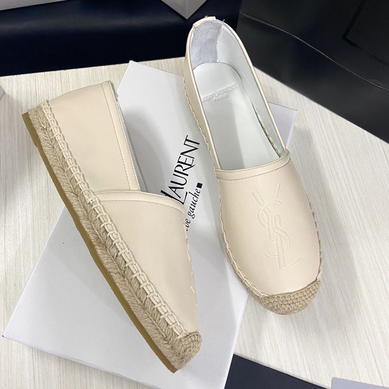 Saint Laurent Monogram Espadrilles Women Lambskin Apricot