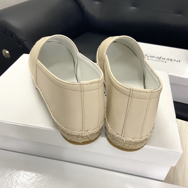 Saint Laurent Monogram Espadrilles Women Lambskin Apricot