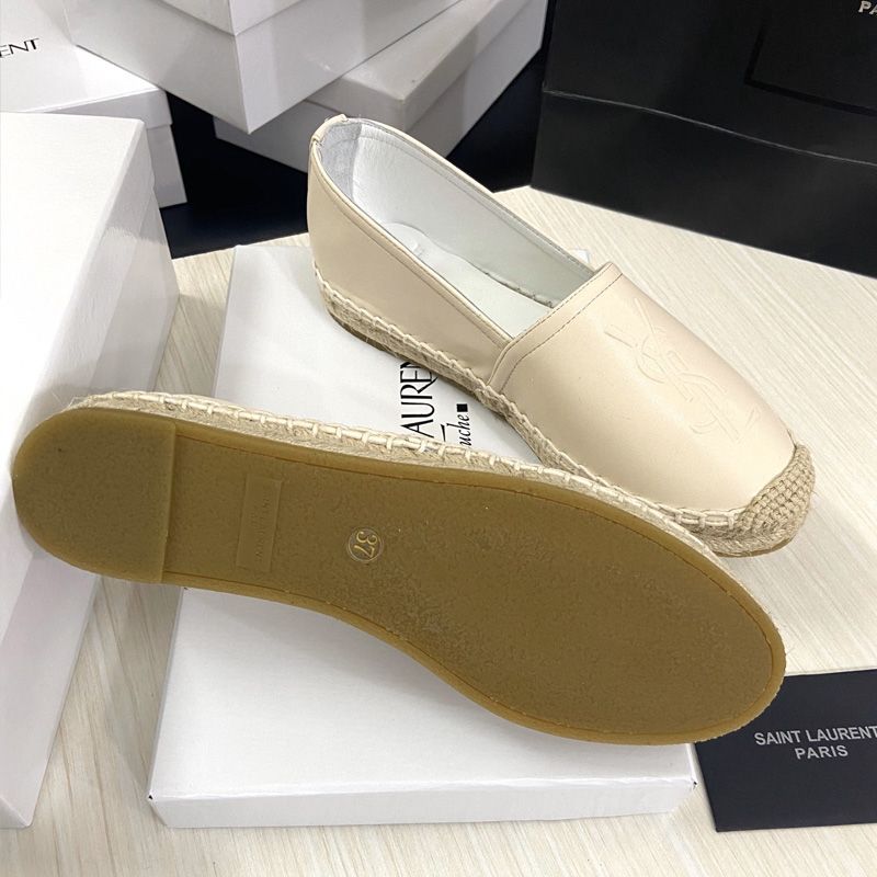 Saint Laurent Monogram Espadrilles Women Lambskin Apricot