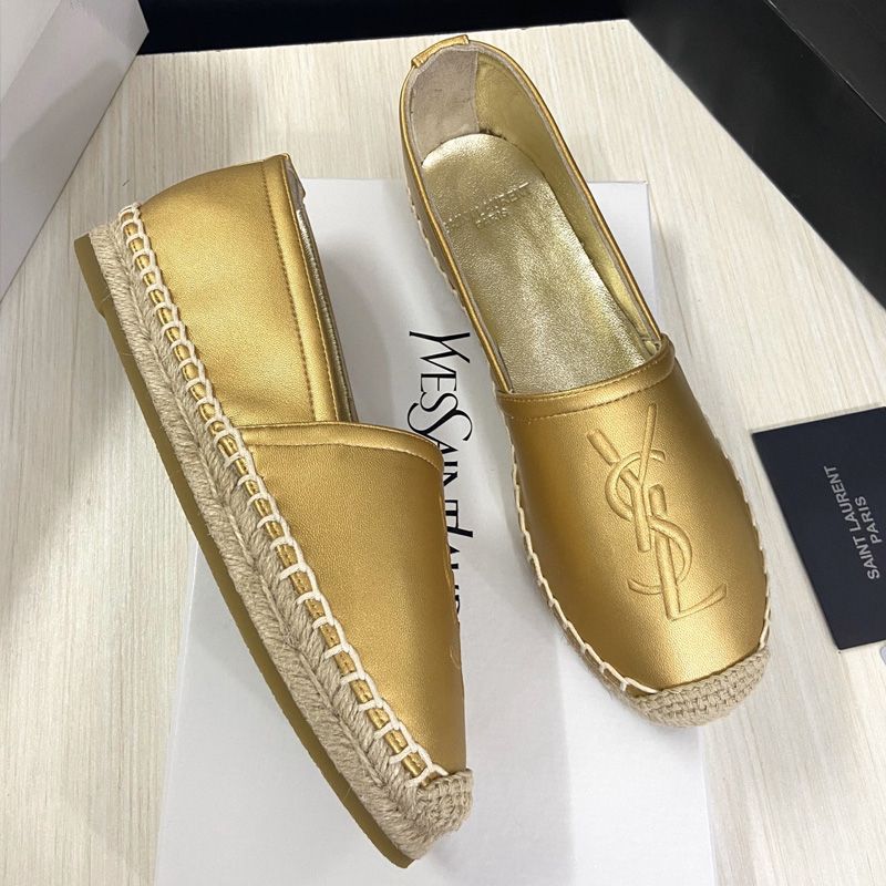 Saint Laurent Monogram Espadrilles Women Lambskin Gold