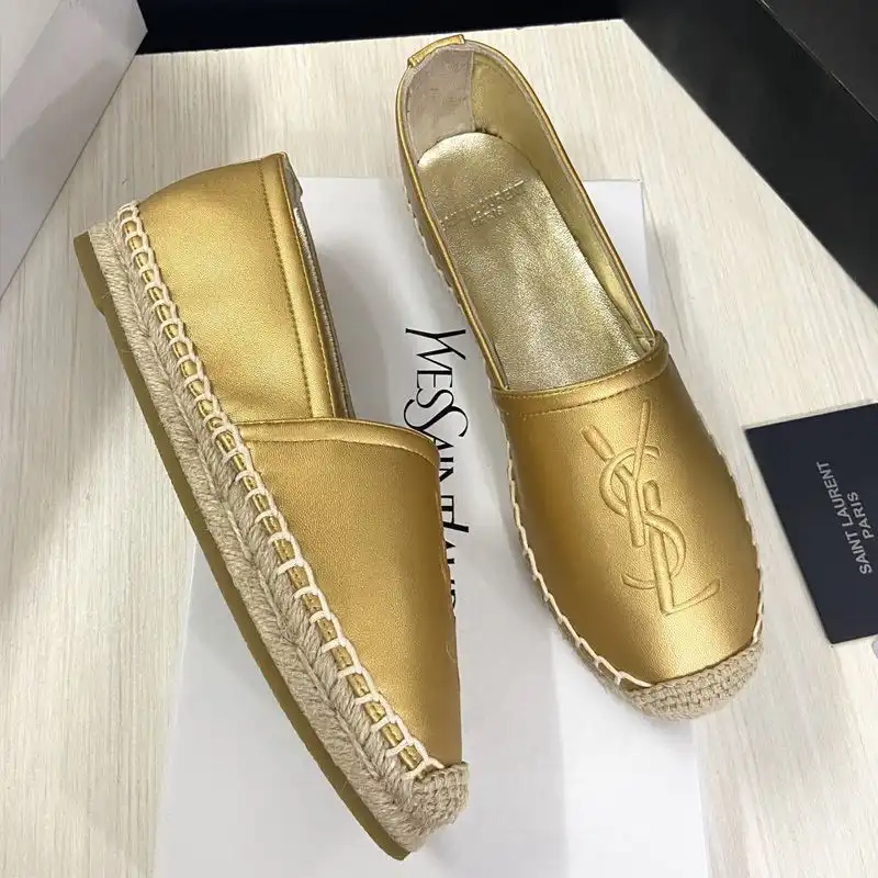 CHEAP Saint Laurent Monogram Espadrilles Women Lambskin Gold