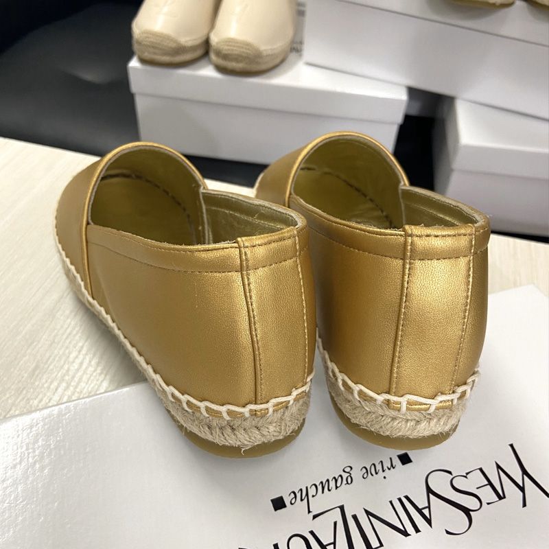 Saint Laurent Monogram Espadrilles Women Lambskin Gold