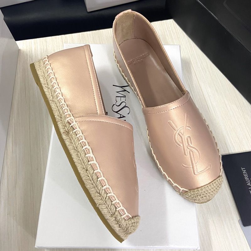 Saint Laurent Monogram Espadrilles Women Lambskin Rose Gold