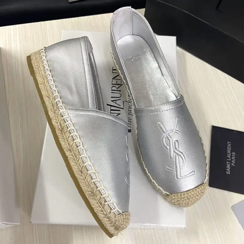 CHEAP Saint Laurent Monogram Espadrilles Women Lambskin Silver