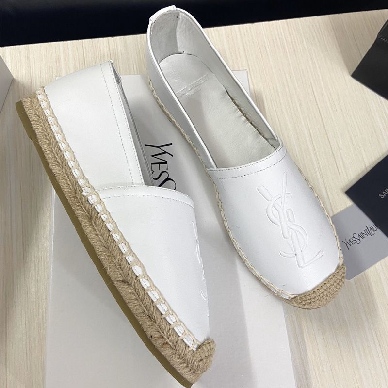 Saint Laurent Monogram Espadrilles Women Lambskin White