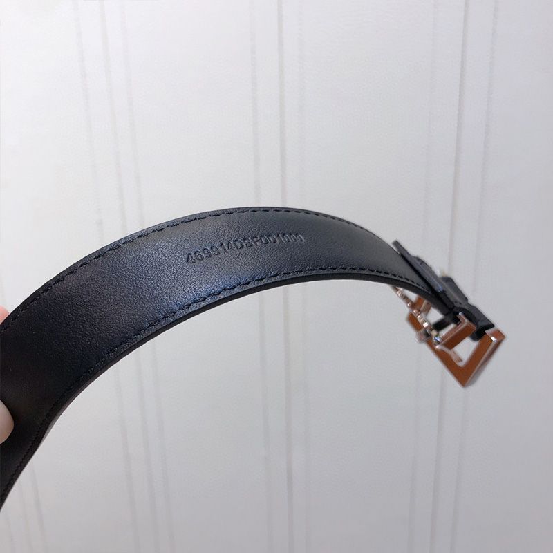 Saint Laurent Monogram Belt With Square Buckle In Smooth Leather Black Gold