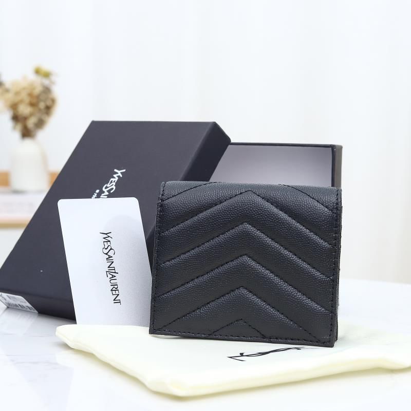 Saint Laurent Monogram Flap Card Case In Grained Matelasse Leather Black