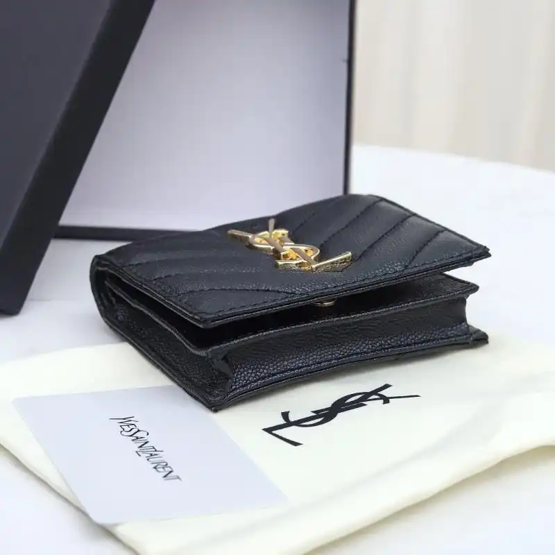 Cheap Saint Laurent Monogram Flap Card Case In Grained Matelasse Leather Black Gold