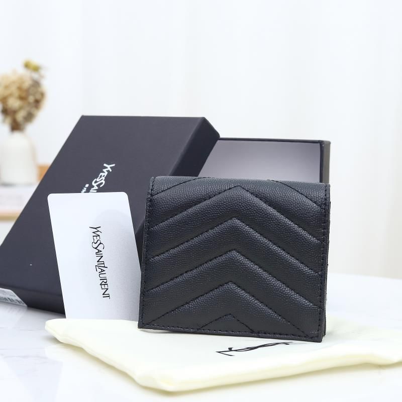 Saint Laurent Monogram Flap Card Case In Grained Matelasse Leather Black Silver