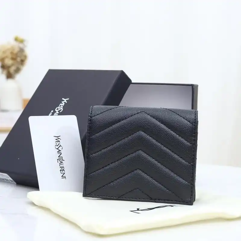 Cheap Saint Laurent Monogram Flap Card Case In Grained Matelasse Leather Black Silver