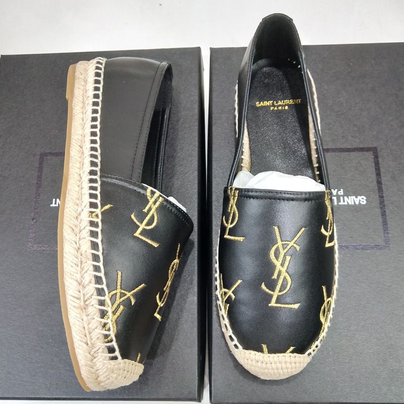 Saint Laurent Monograms Espadrilles Women Smooth Leather Black