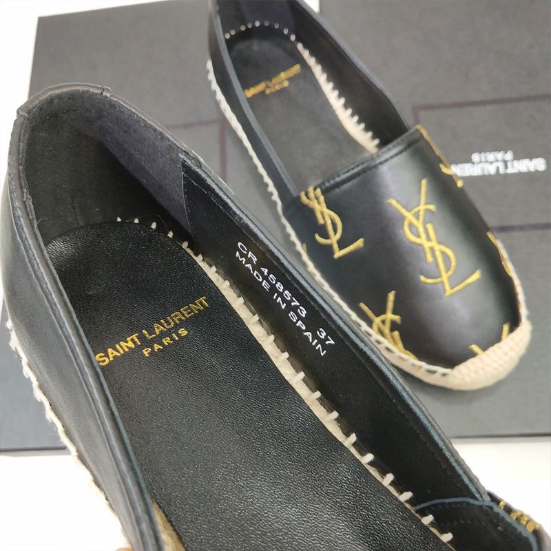 Saint Laurent Monograms Espadrilles Women Smooth Leather Black