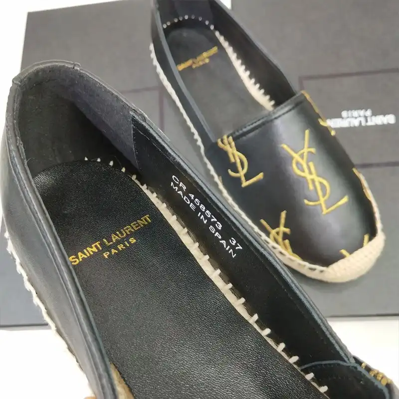 CHEAP Saint Laurent Monograms Espadrilles Women Smooth Leather Black