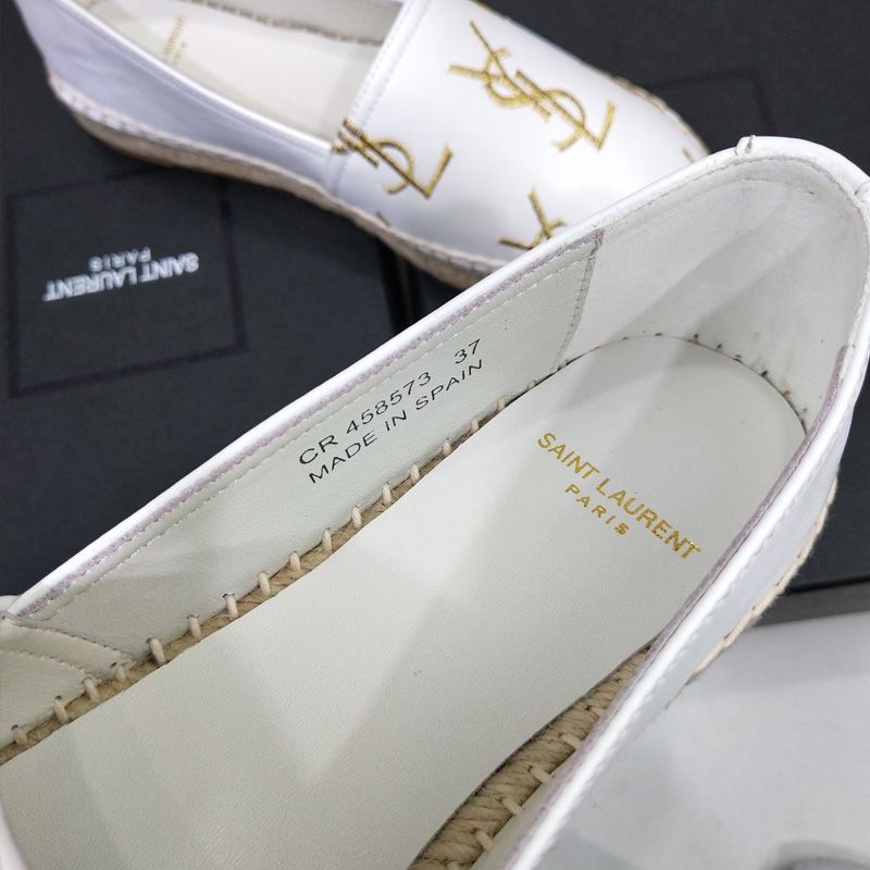 Saint Laurent Monograms Espadrilles Women Smooth Leather White