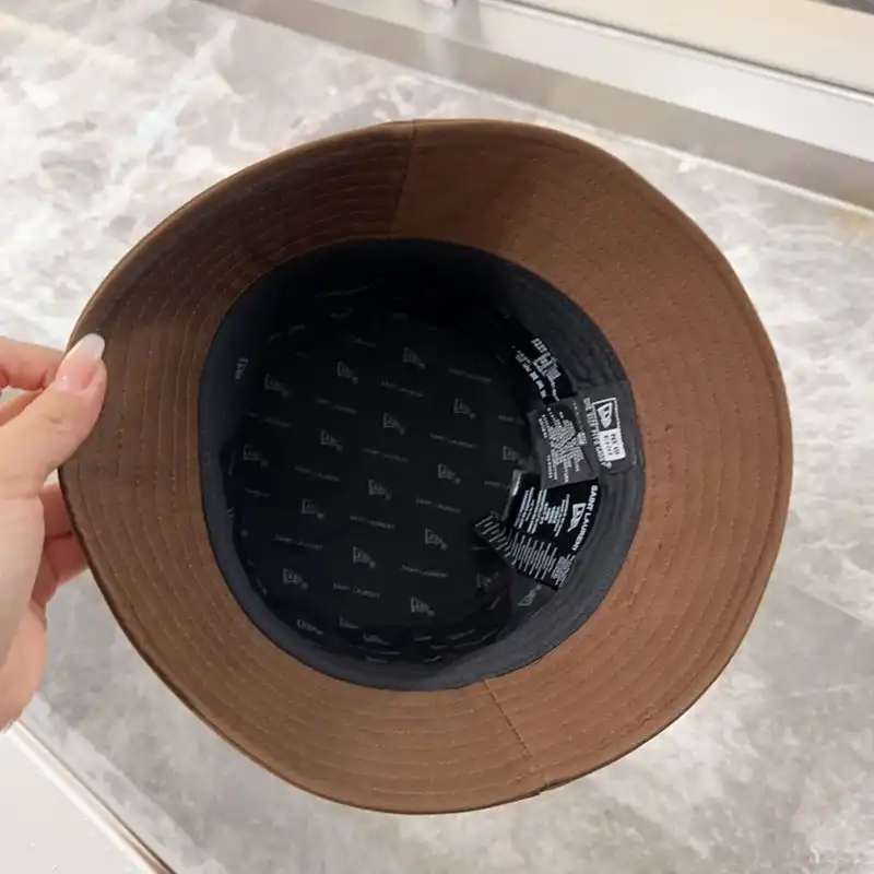 CHEAP Saint Laurent x New Era Cassandre Bucket Hat In Canvas Brown