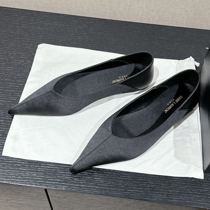 Saint Laurent Nour Flats Women Satin Black