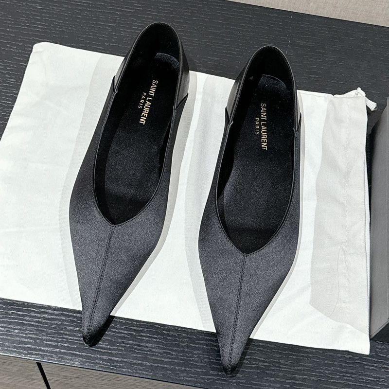 Saint Laurent Nour Flats Women Satin Black