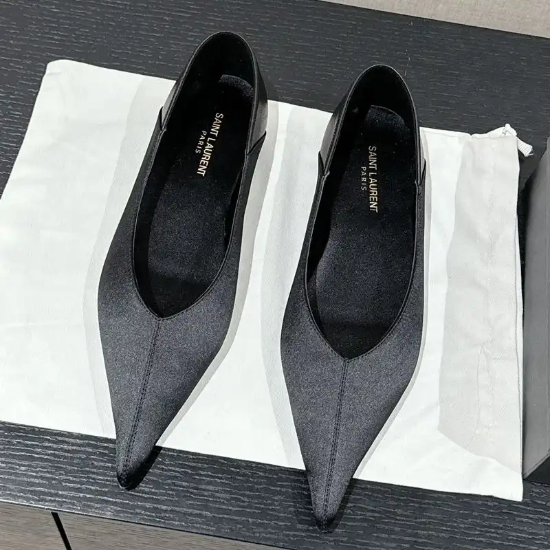 CHEAP Saint Laurent Nour Flats Women Satin Black