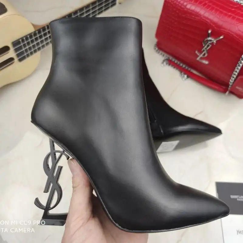 Saint Laurent Opyum Ankle Boots Women Smooth Leather Black