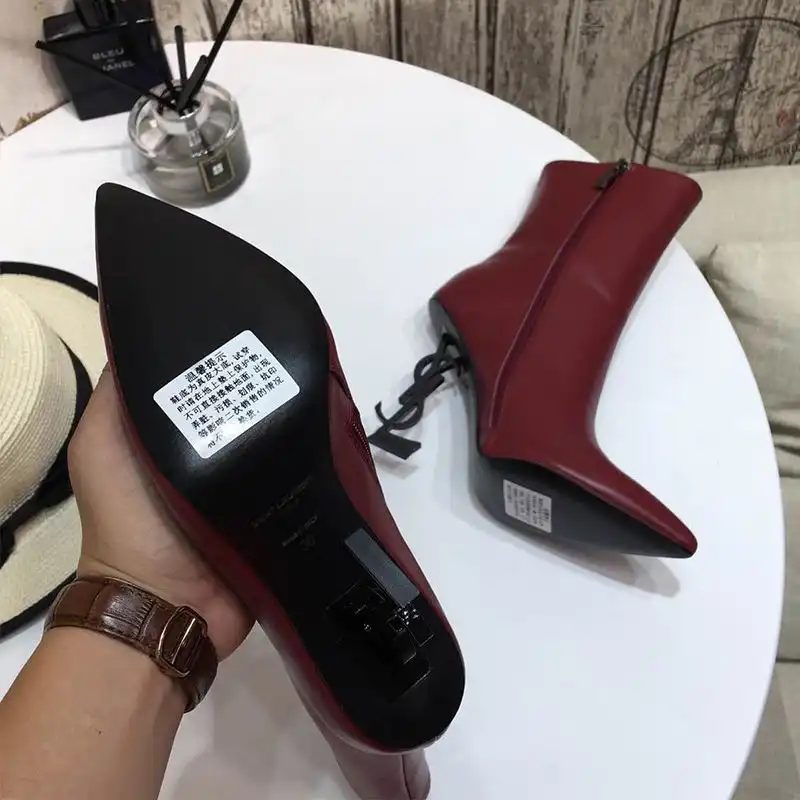 Cheap Saint Laurent Opyum Ankle Boots Women Smooth Leather Red