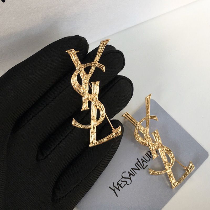 Saint Laurent Opyum Brooch In Bamboo Metal Gold