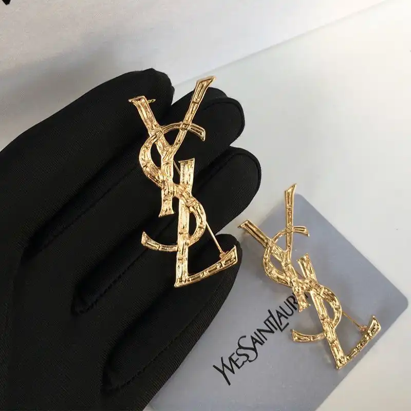 CHEAP Saint Laurent Opyum Brooch In Bamboo Metal Gold