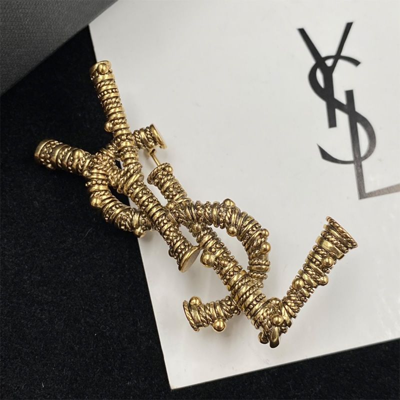 Saint Laurent Opyum Brooch In Berber Metal Gold