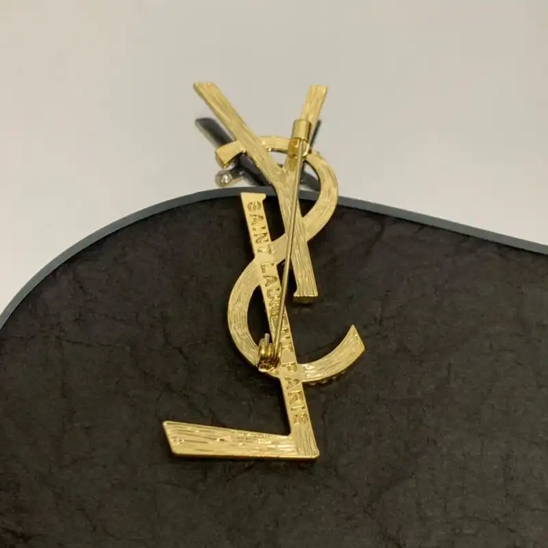 CHEAP Saint Laurent Opyum Brooch In Metal, Enamel and Crystals Gold Black