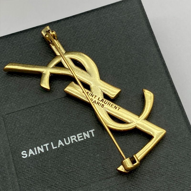 Saint Laurent Opyum Brooch In Snake Metal Gold