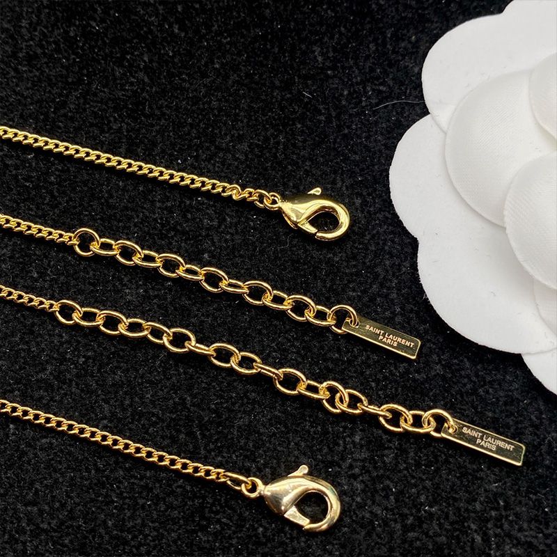 Saint Laurent Opyum Charm Necklace In Metal Gold