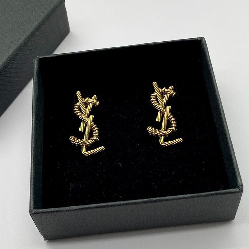 Saint Laurent Opyum Earrings In Rope Metal Gold