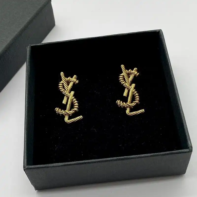 CHEAP Saint Laurent Opyum Earrings In Rope Metal Gold